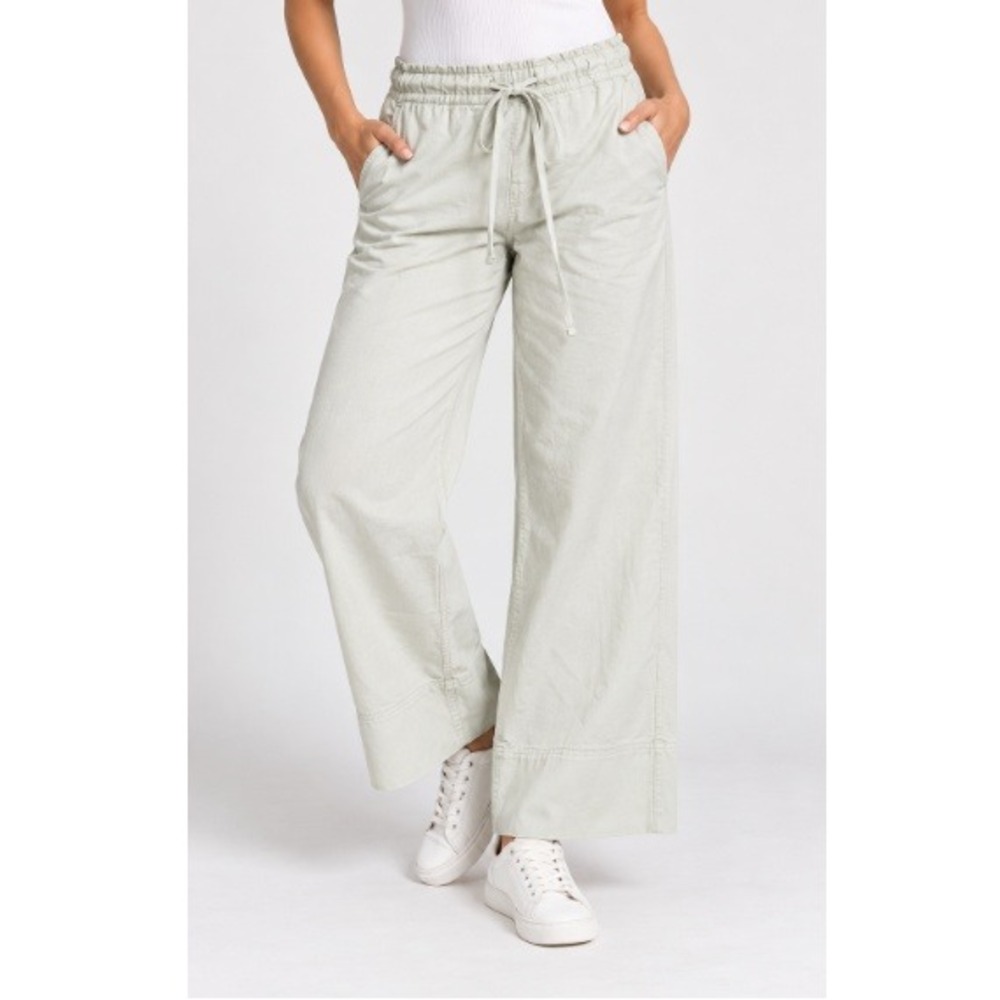 Liverpool Light Tan Mid-Rise Pull-on Drawstring Waistband Wide Leg Pants Size S
